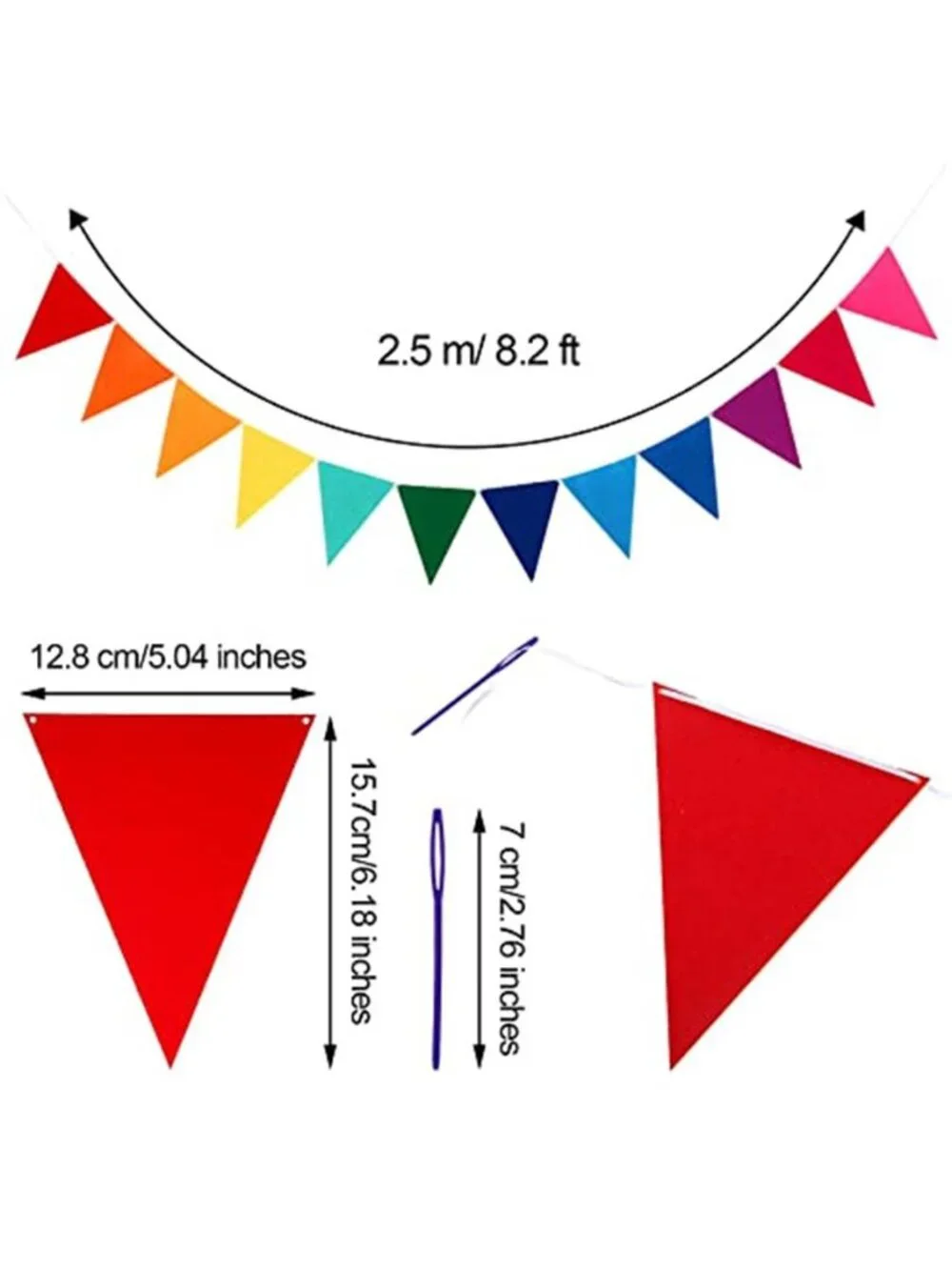 Rainbow Pennant Banner Flags Garland Birthday Party Carnival Decoration 6 Pack